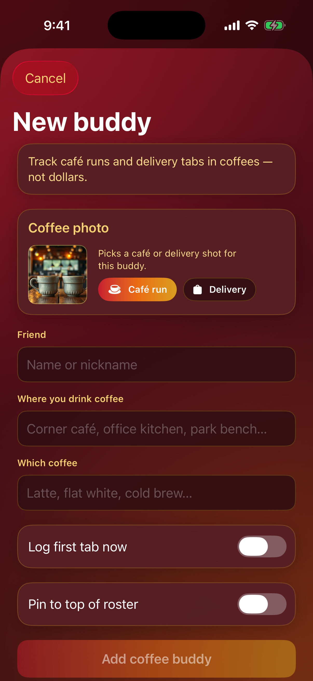Add coffee buddy sheet